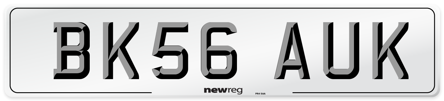 BK56 AUK Number Plate from New Reg